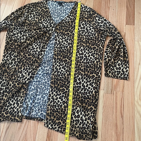 Nina Leonard Cardigan Womens 2X Brown Black Animal Print Stretch Layering Piece - Picture 6 of 9